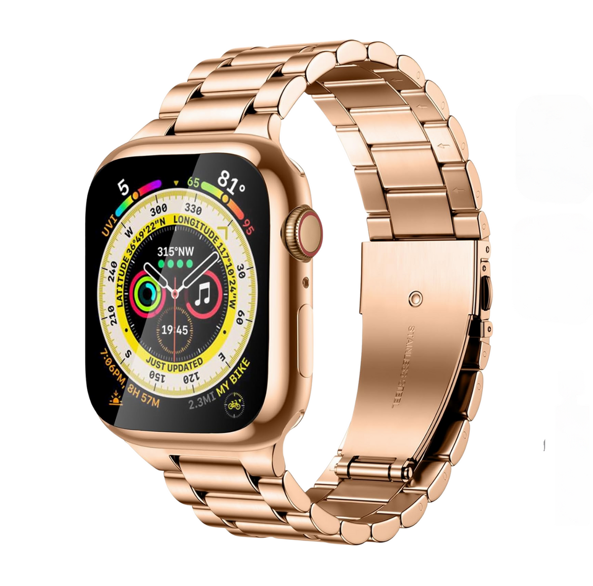 Series X Smartwatch with Premium Rose Gold Metal Chain - Tech Armor
